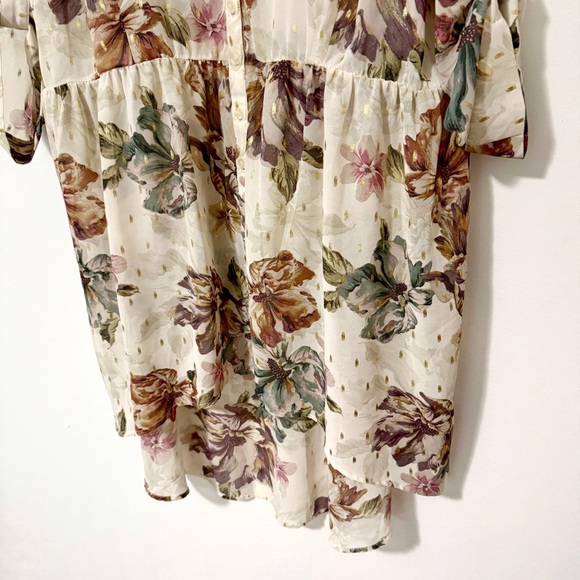 Torrid Lexie Sheer Ivory Floral Print Chiffon High Low Babydoll Tunic Size 1X - Picture 4 of 8